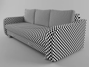 sofa with leather armrests 3D Model