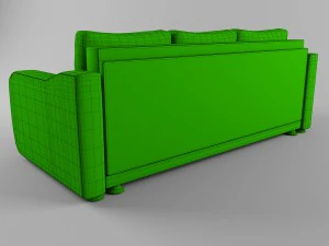 sofa with leather armrests 3D Model