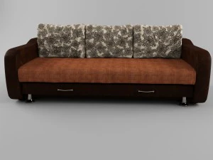sofa with leather armrests 3D Model