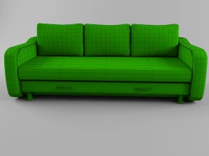 sofa with leather armrests 3D Model