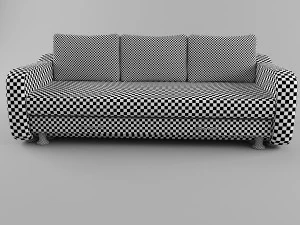 sofa with leather armrests 3D Model