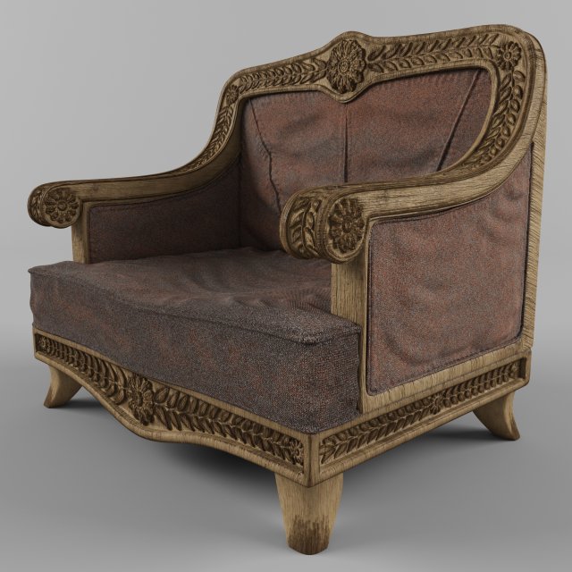 wooden chair Model 3D .c4d .max .obj .3ds .fbx .stl .blend 