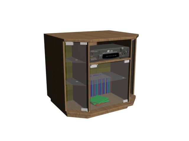tv dresser with three glass doors 3D Model .c4d .max .obj .3ds .fbx .stl .blend 