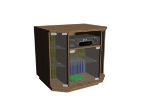 tv dresser with three glass doors 3D Model