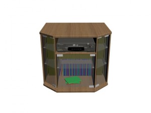 tv dresser with three glass doors 3D Model