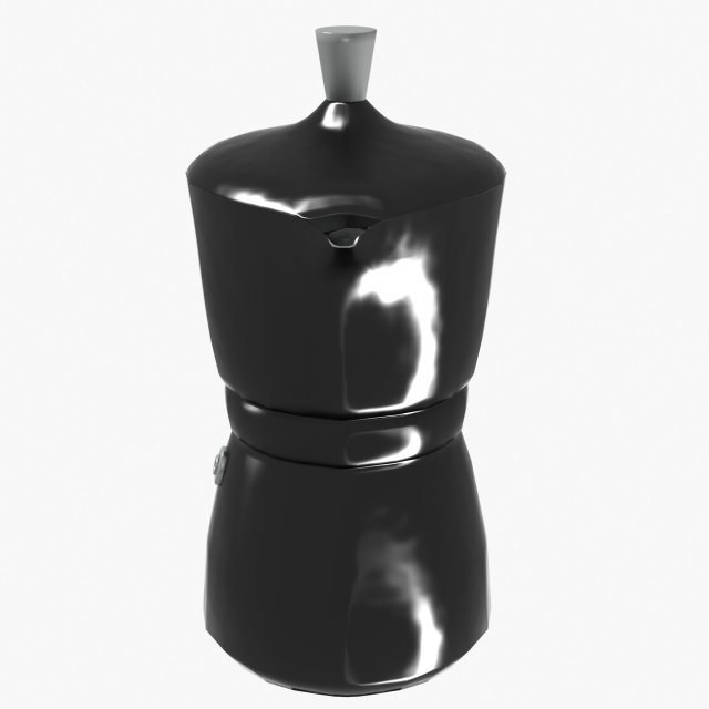 black moka pot with metal inserts Model 3D .c4d .max .obj .3ds .fbx .stl .blend 