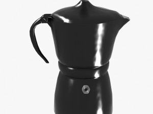 black moka pot with metal inserts Model 3D