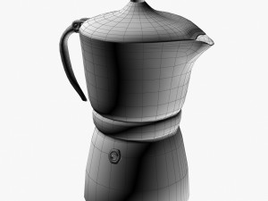 black moka pot with metal inserts Model 3D