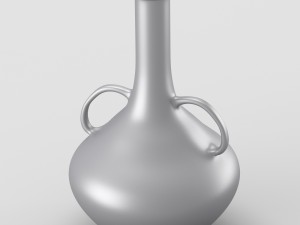 decorative shiny silver jar with two handles 3D Model