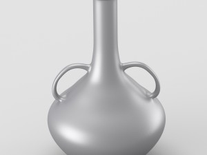 decorative shiny silver jar with two handles Model 3D