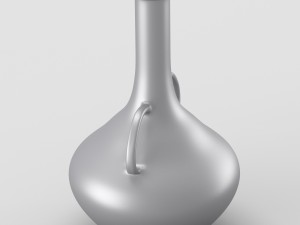 decorative shiny silver jar with two handles Model 3D