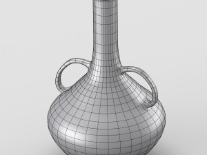 decorative shiny silver jar with two handles Model 3D