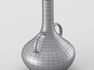 decorative shiny silver jar with two handles Model 3D