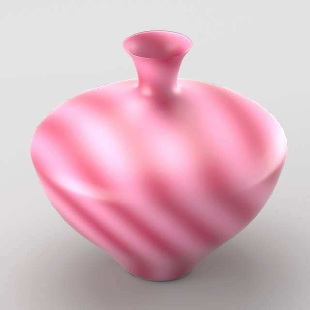 decorative vase with stripes in pink tones 3D Model .c4d .max .obj .3ds .fbx .stl .blend 