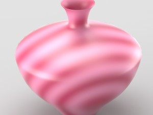decorative vase with stripes in pink tones 3D Model