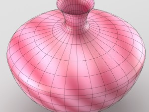 decorative vase with stripes in pink tones 3D Model