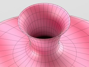 decorative vase with stripes in pink tones 3D Model