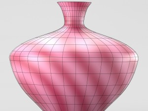 decorative vase with stripes in pink tones 3D Model