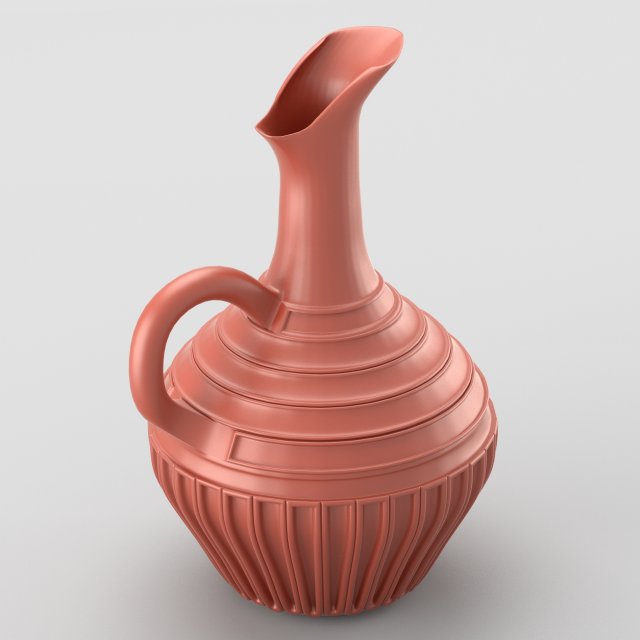 decorative jar with handle in terracotta colours 3D Model .c4d .max .obj .3ds .fbx .stl .blend 