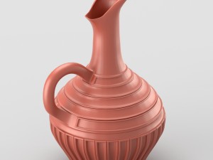 decorative jar with handle in terracotta colours 3D Model