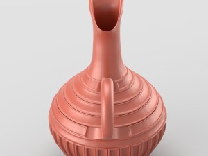decorative jar with handle in terracotta colours 3D Model