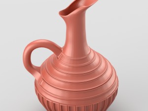 decorative jar with handle in terracotta colours 3D Model