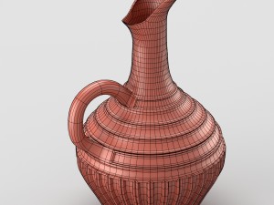 decorative jar with handle in terracotta colours 3D Model