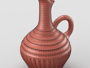 decorative jar with handle in terracotta colours 3D Model