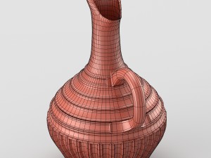 decorative jar with handle in terracotta colours 3D Model