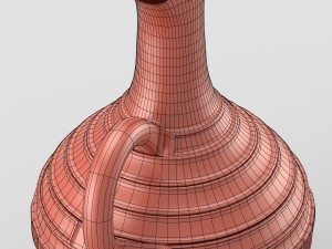 decorative jar with handle in terracotta colours 3D Model
