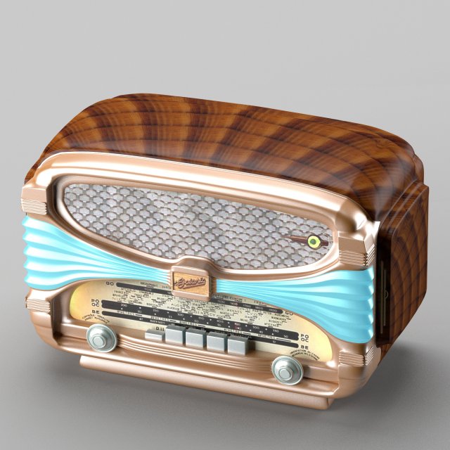 retro radio in art deco style 3D मॉडल .c4d .max .obj .3ds .fbx .stl .blend 