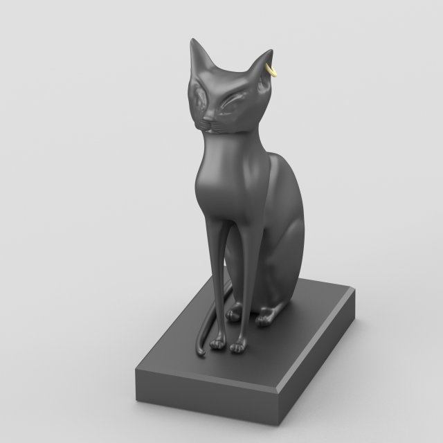 egyptian goddess bastet hi-poly figurine Modello 3D .c4d .max .obj .3ds .fbx .stl .blend 