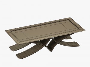 brown table in metal 3D-Modell