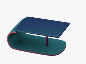 modern table in greenblue with addition of red 3D Model