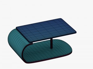 modern table in greenblue with addition of red 3Dモデル