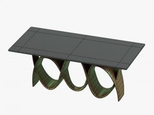 modern table with curved metallic legs 3D Model