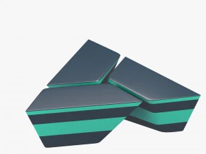 moderner dreiteiliger Tisch mit Streifen 3D Modell