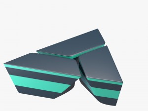 modern three part table with stripes Modelo 3D