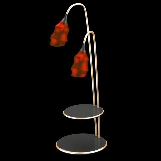 modern floor lamp with red domes 3D Model .c4d .max .obj .3ds .fbx .stl .blend 
