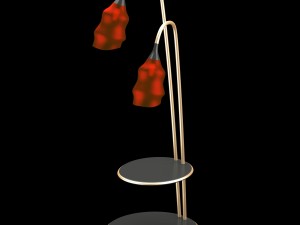 modern floor lamp with red domes 3D Model