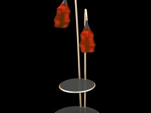 modern floor lamp with red domes 3D Model