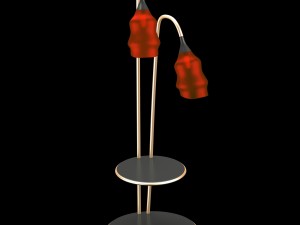 modern floor lamp with red domes 3D Model