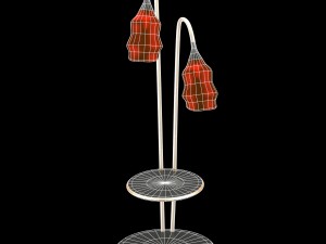 modern floor lamp with red domes 3D Model