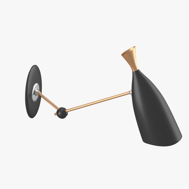 wall lamp in black and gold 3D Model .c4d .max .obj .3ds .fbx .stl .blend