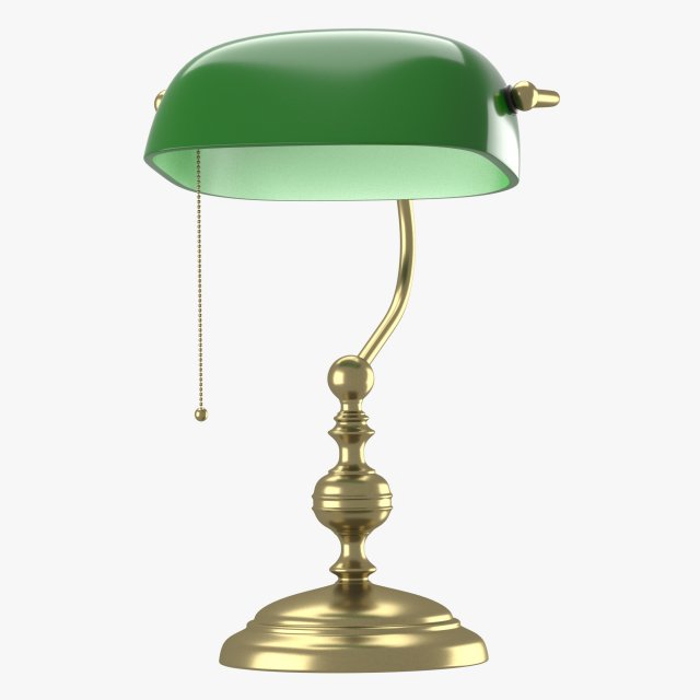 lamp with green dome 3D Model .c4d .max .obj .3ds .fbx .stl .blend 