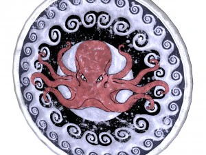 scudo decorato con polpo Modello 3D