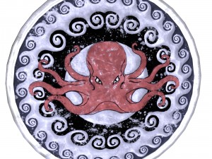 octopus decorated shield Modello 3D