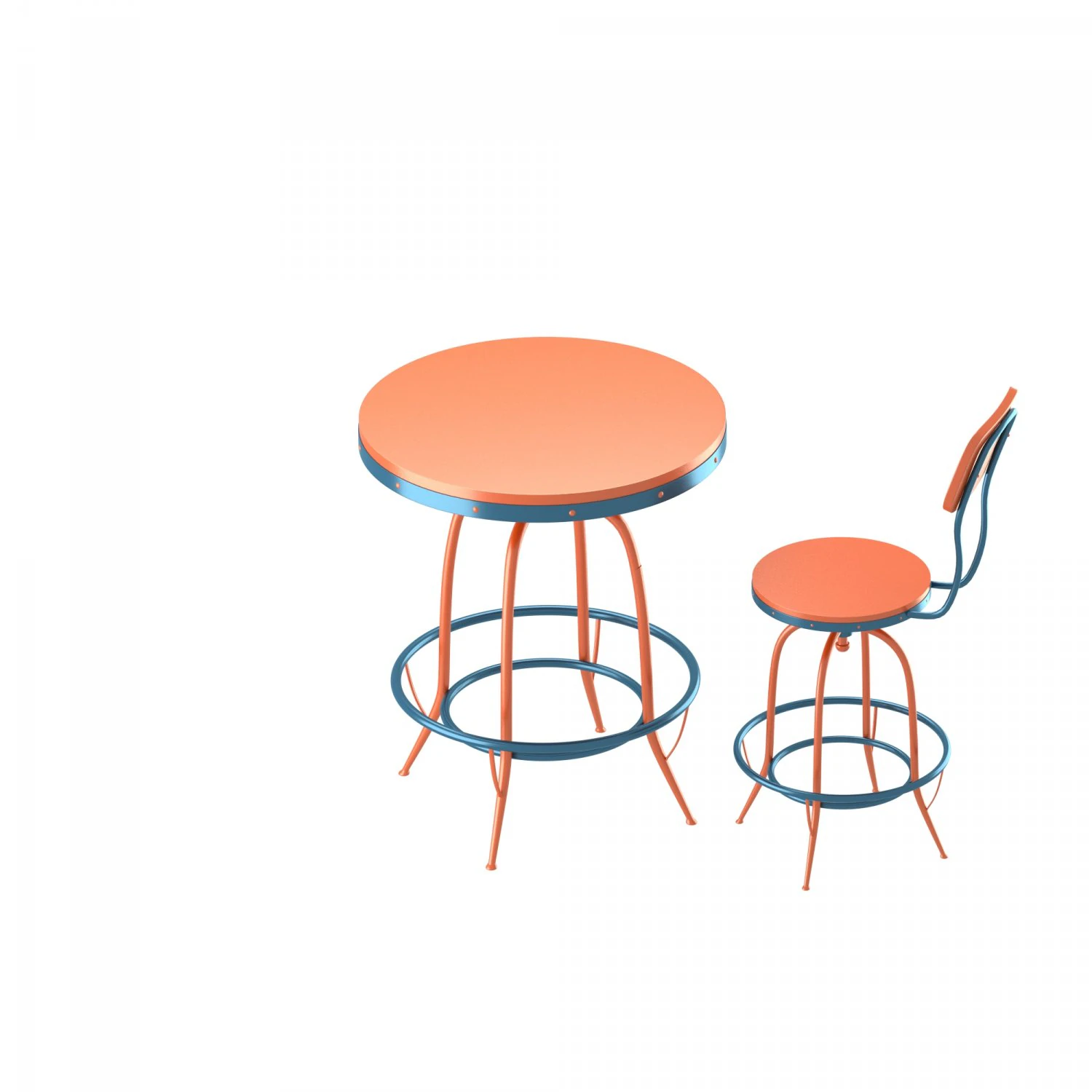 bar chair and table set 3D Model .c4d .max .obj .3ds .fbx .stl .blend 