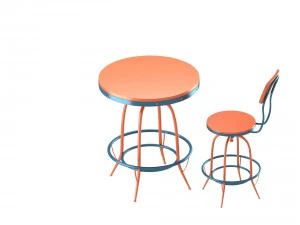 bar chair and table set 3D Model