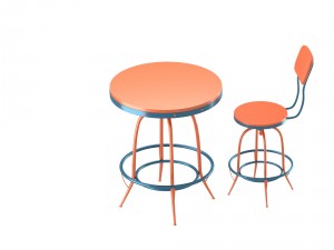 bar chair and table set 3D-Modell